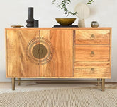 Corsica Large Premium Wooden Sideboard Storage Cabinet & Chest Channeled Drawers & Hinged Doors White